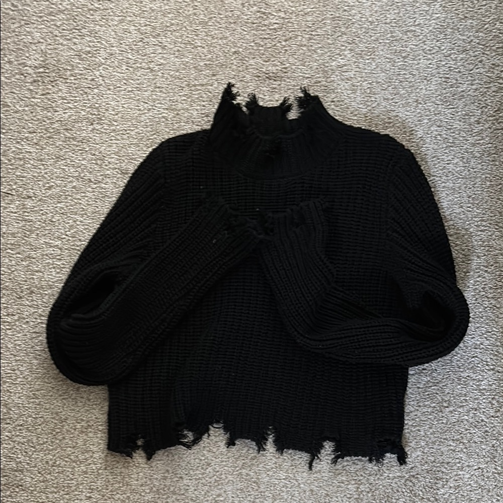 Black Distressed Women's Sweater
